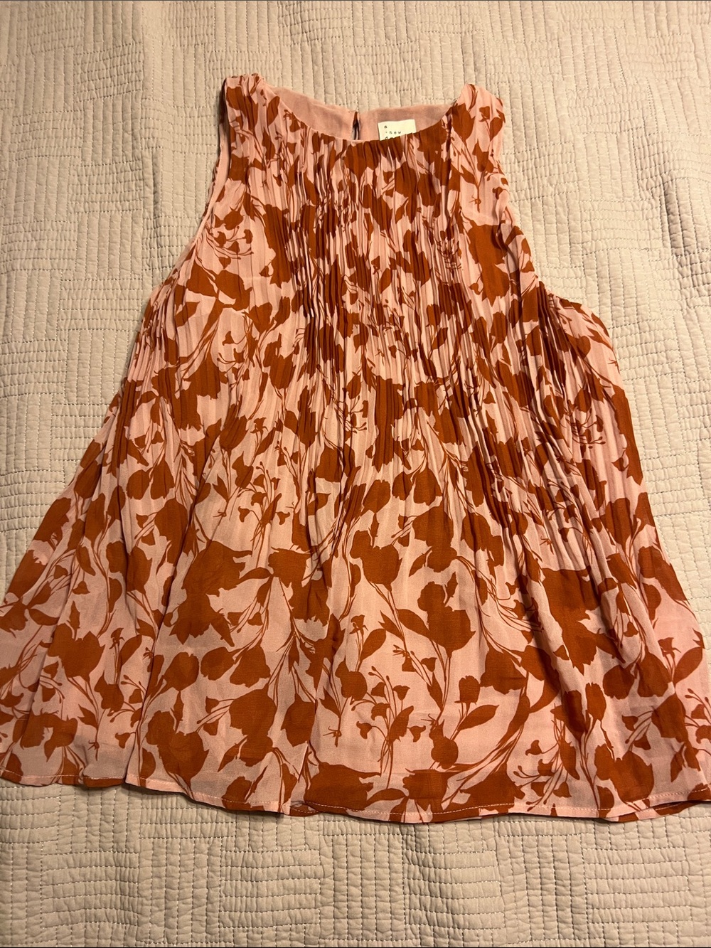 a new day Pink & Burnt Orange Pleated Floral Camisole